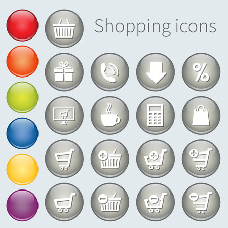button shopping iconsのイラスト素材