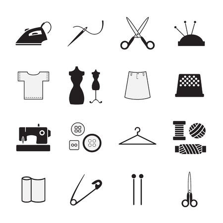 Sewing and needlework iconsのイラスト素材