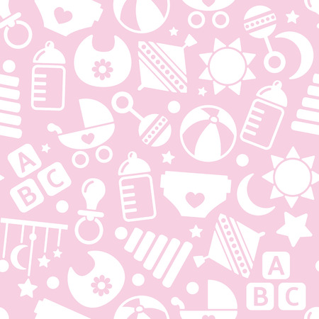 kids pink seamless patternのイラスト素材