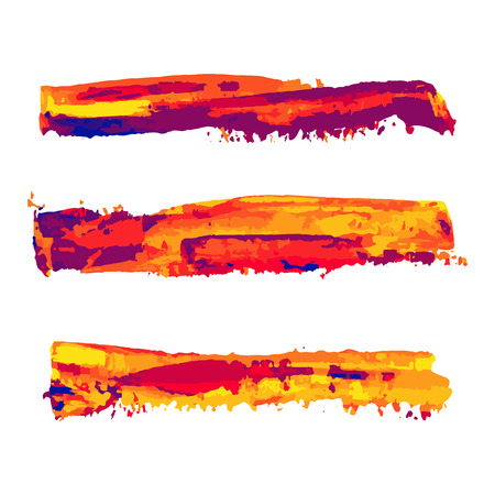 realistic color vector brush strokes of paint on white background の写真素材