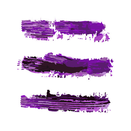realistic color vector brush strokes of paint on white background の写真素材