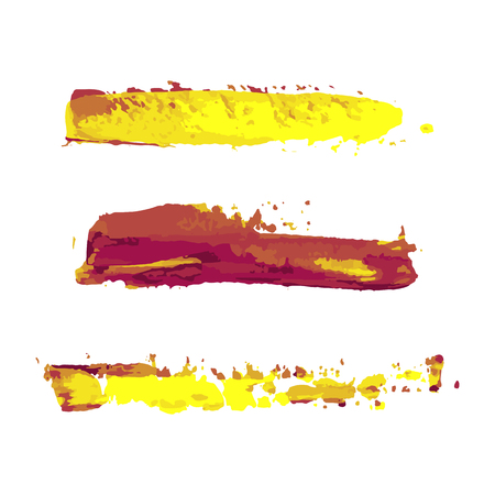 realistic color vector brush strokes of paint on white background の写真素材