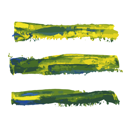 realistic color vector brush strokes of paint on white background の写真素材