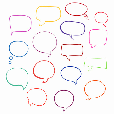 Set of bubbles speech, hand-drawn colored markersのイラスト素材