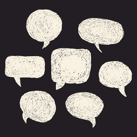 Set of bubbles speech, hand-drawn colored markersのイラスト素材