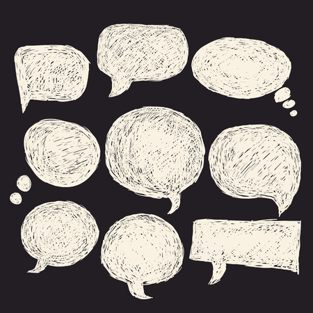 Set of bubbles speech, hand-drawn colored markersのイラスト素材