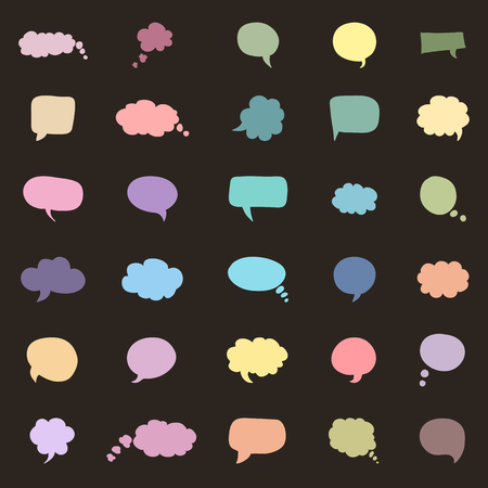 Set of bubbles speech, hand-drawn colored markersのイラスト素材