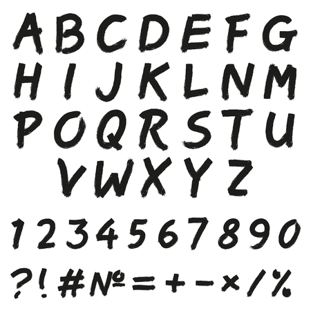 Latin alphabet, the numbers paint brush. Vectorのイラスト素材