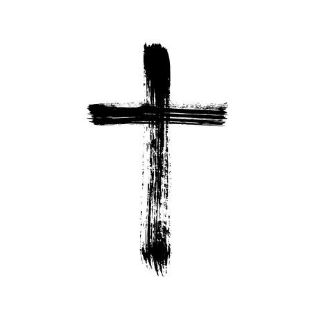Christian religious symbol cross painted by brushのイラスト素材