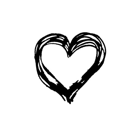 black vector strokes heart of marker on white background のイラスト素材