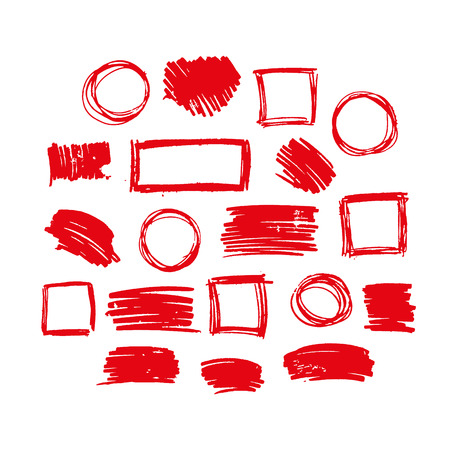 red vector  strokes of marker on white background のイラスト素材