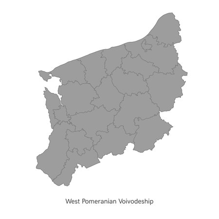 vector illustration: administrative map of Poland. West Pomeranian Voivodeship map with gminasのイラスト素材