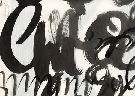 Abstract background with brush strokes, expressive calligraphy with elements of lettersの写真素材
