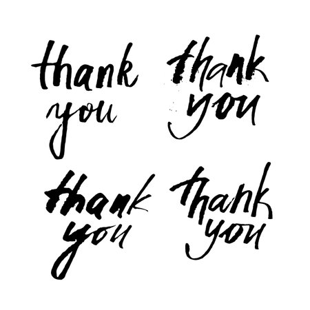 Vector: Hand written thank you lettering. Expressive calligrapのイラスト素材
