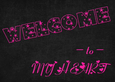 Welcome to my heart word on blackboardの写真素材