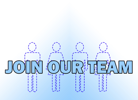 Join our team word on white and blue backgroundの写真素材