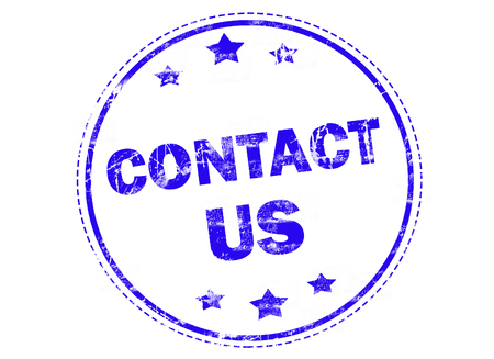 Contact us on blue grunge rubber stampの写真素材
