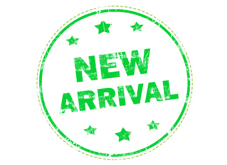New arrival on green  grunge rubber stampの写真素材