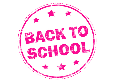 Back to school on pink grunge rubber stampの写真素材