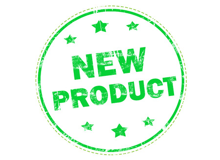 New product on green grunge rubber stampの写真素材