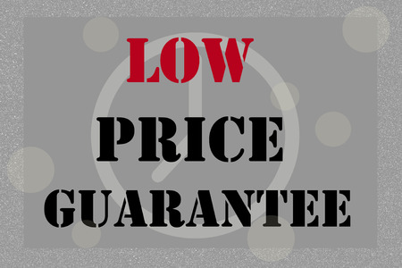 LOW PRICE GUARANTEE, message on gray and silver toneの写真素材