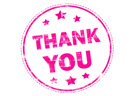 Thank you on pink grunge rubber stampの写真素材