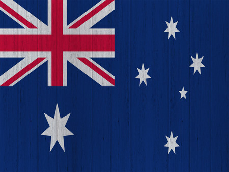 Australian flag on wood texture backgroundの写真素材