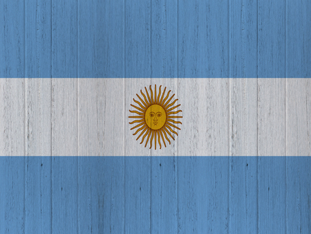 argentina flag on wood texture backgroundの写真素材
