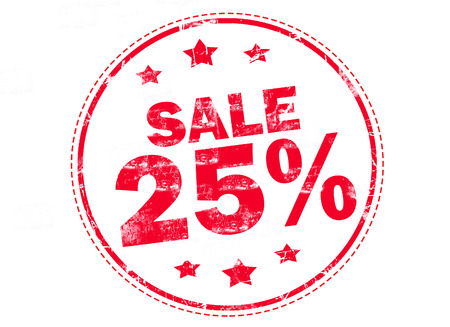 sale 25 on red grunge rubber stampの写真素材