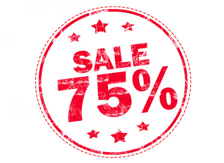 sale 75 on red grunge rubber stampの写真素材
