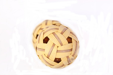 rattan ball on white backgroundの写真素材