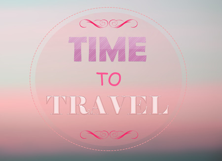 Time to travel word on pink backgroundの写真素材