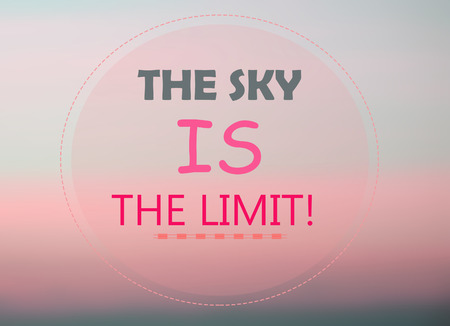 The sky is the limit word on pink background