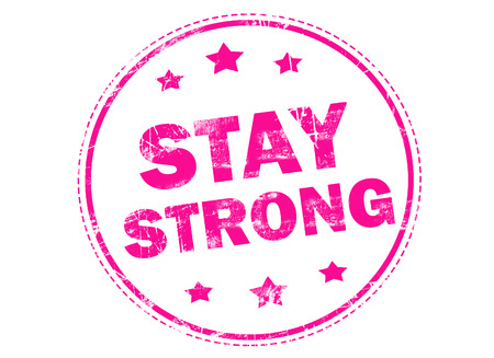 STAY STRONG on pink grunge rubber stampの写真素材