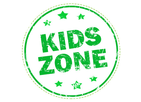 KIDS ZONE on green grunge rubber stampの写真素材