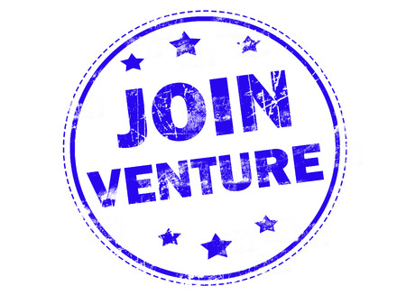 JOIN VENTURE on blue grunge rubber stampの写真素材