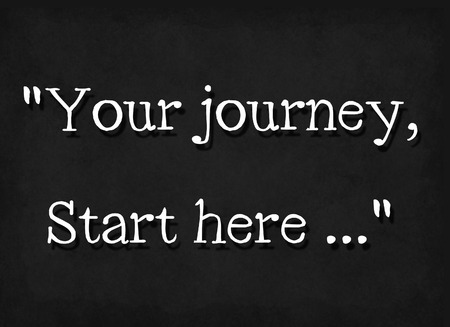 Your journey, start here word on blackboardの写真素材