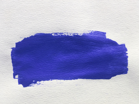 blue paint smear stroke stain on white backgroundの写真素材