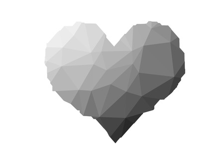 black and white heart on triangles low polyの写真素材
