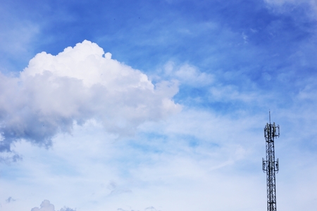 clear blue sky with cloudの写真素材