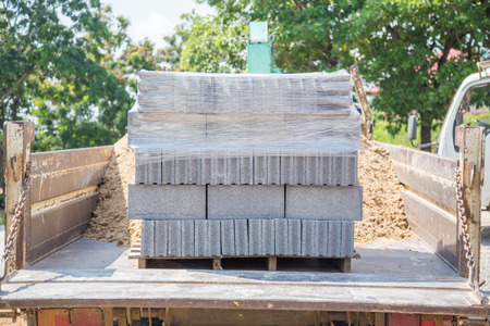 Building materials concrete blocks at the building place, Concrete Masonry Unitの写真素材