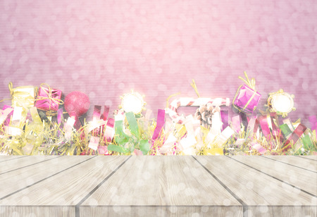 Merry Christmas and Happy New Year text on gifts decoration background.の写真素材