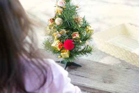 Gift boxes and ornaments in Merry Christmas and Happy New Year concept with bokeh background, can be use for make a greeting cards.の写真素材