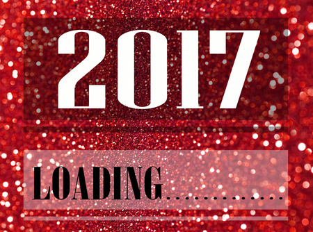 Happy New Year card, New Year new beginnings, Loading to new year on glitter bokeh backgroundの写真素材