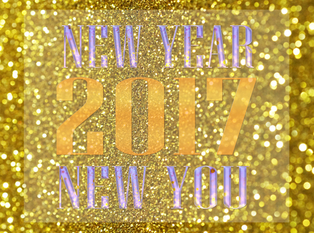 Happy New Year card, New Year new beginnings, Loading to new year on glitter bokeh backgroundの写真素材