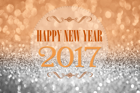 Happy New Year text on glitter bokeh backgroundの写真素材