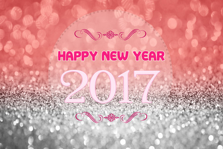 Happy New Year text on glitter bokeh backgroundの写真素材