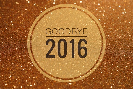 Goodbye 2016 words on shiny glitter backgroundの写真素材