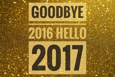 Goodbye 2016 Hello 2017 words on shiny glitter backgroundの写真素材