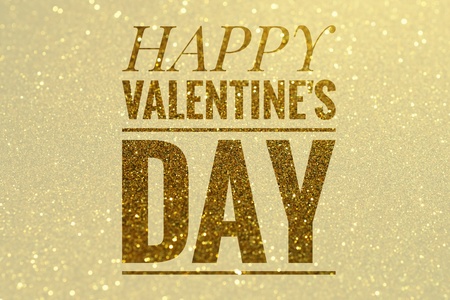 Happy Valentine's Day words on shiny glitter backgroundの写真素材